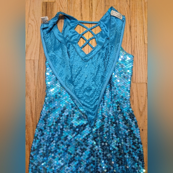 Niteline Vintage Blue Sequin Evening Cocktail Clubbing Mini Dress sz 10 - Picture 7 of 12
